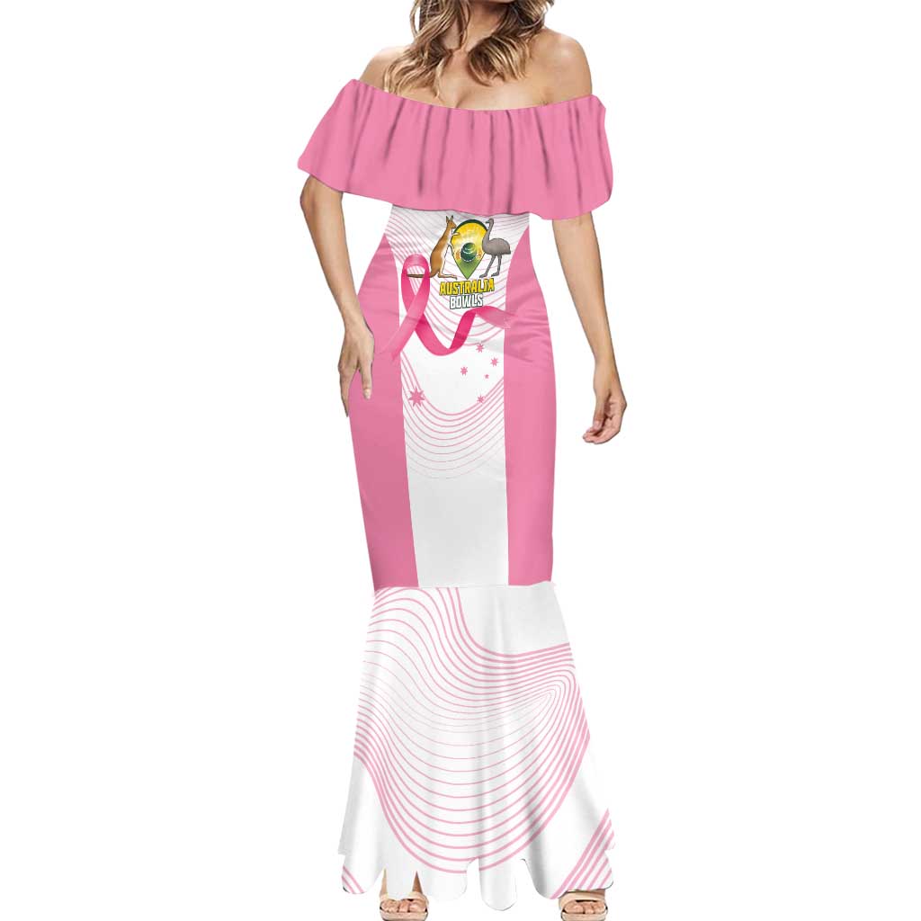 Custom Bowls Australia Breast Cancer Mermaid Dress Pink Ribbon Curve Sporty - Aussie Hoodie