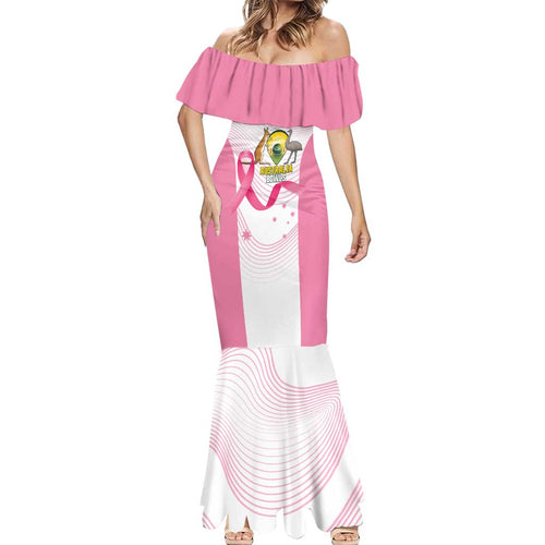 Custom Bowls Australia Breast Cancer Mermaid Dress Pink Ribbon Curve Sporty - Aussie Hoodie