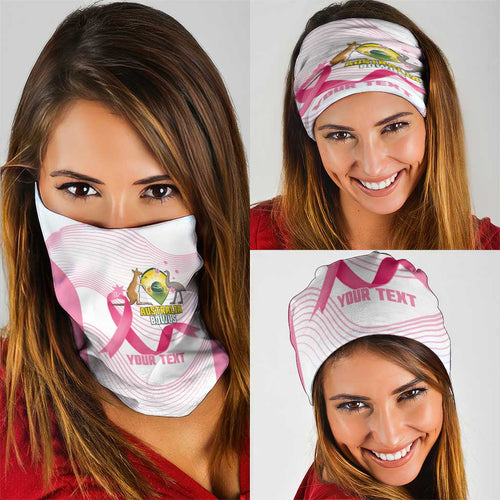 Custom Bowls Australia Breast Cancer Neck Gaiter Pink Ribbon Curve Sporty - Aussie Hoodie