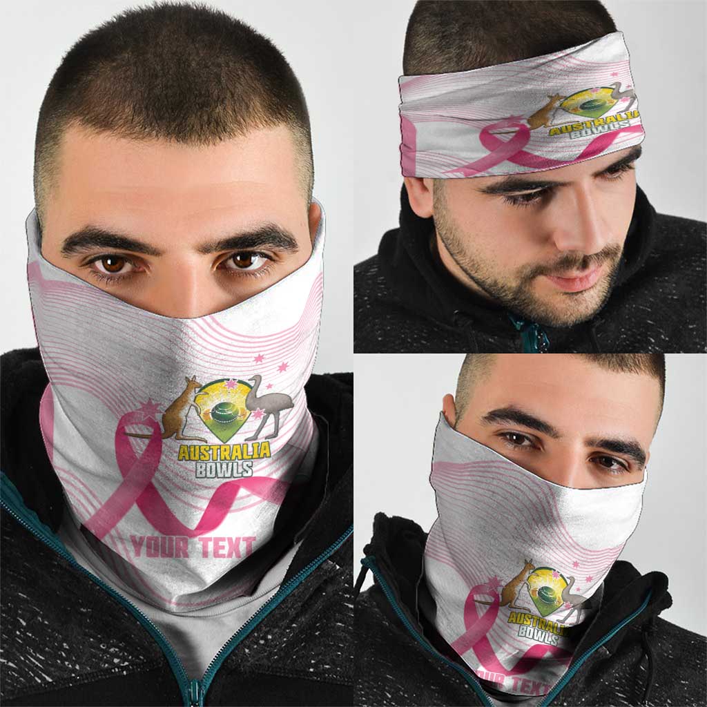 Custom Bowls Australia Breast Cancer Neck Gaiter Pink Ribbon Curve Sporty - Aussie Hoodie