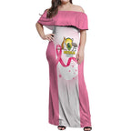 Custom Bowls Australia Breast Cancer Off Shoulder Maxi Dress Pink Ribbon Curve Sporty - Aussie Hoodie