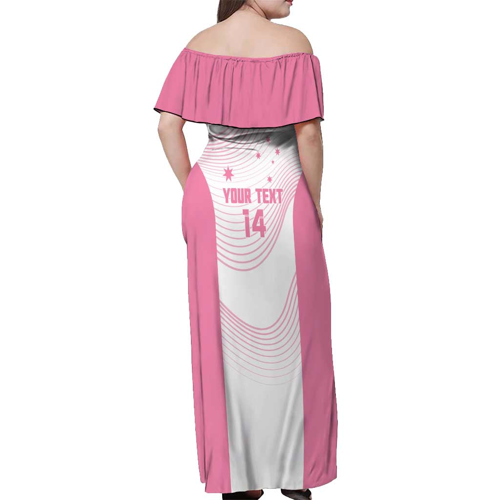 Custom Bowls Australia Breast Cancer Off Shoulder Maxi Dress Pink Ribbon Curve Sporty - Aussie Hoodie