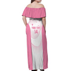 Custom Bowls Australia Breast Cancer Off Shoulder Maxi Dress Pink Ribbon Curve Sporty - Aussie Hoodie