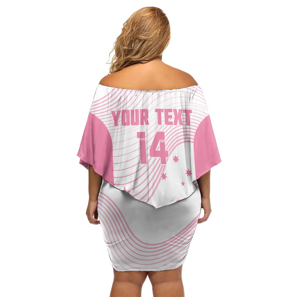 Custom Bowls Australia Breast Cancer Off Shoulder Short Dress Pink Ribbon Curve Sporty - Aussie Hoodie