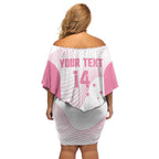 Custom Bowls Australia Breast Cancer Off Shoulder Short Dress Pink Ribbon Curve Sporty - Aussie Hoodie