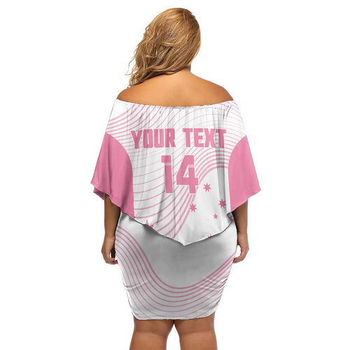 Custom Bowls Australia Breast Cancer Off Shoulder Short Dress Pink Ribbon Curve Sporty - Aussie Hoodie