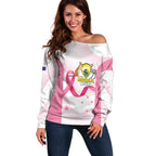 Custom Bowls Australia Breast Cancer Off Shoulder Sweater Pink Ribbon Curve Sporty - Aussie Hoodie
