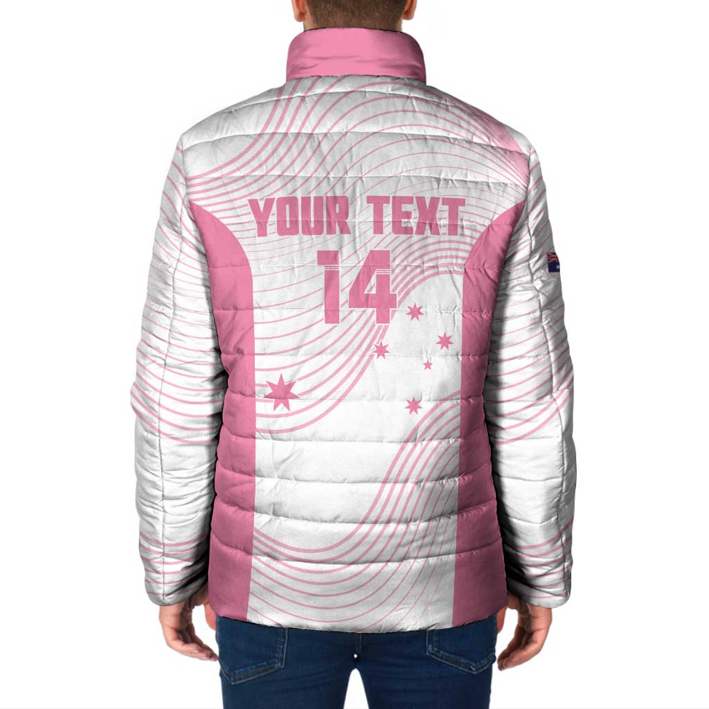 Custom Bowls Australia Breast Cancer Padded Jacket Pink Ribbon Curve Sporty - Aussie Hoodie