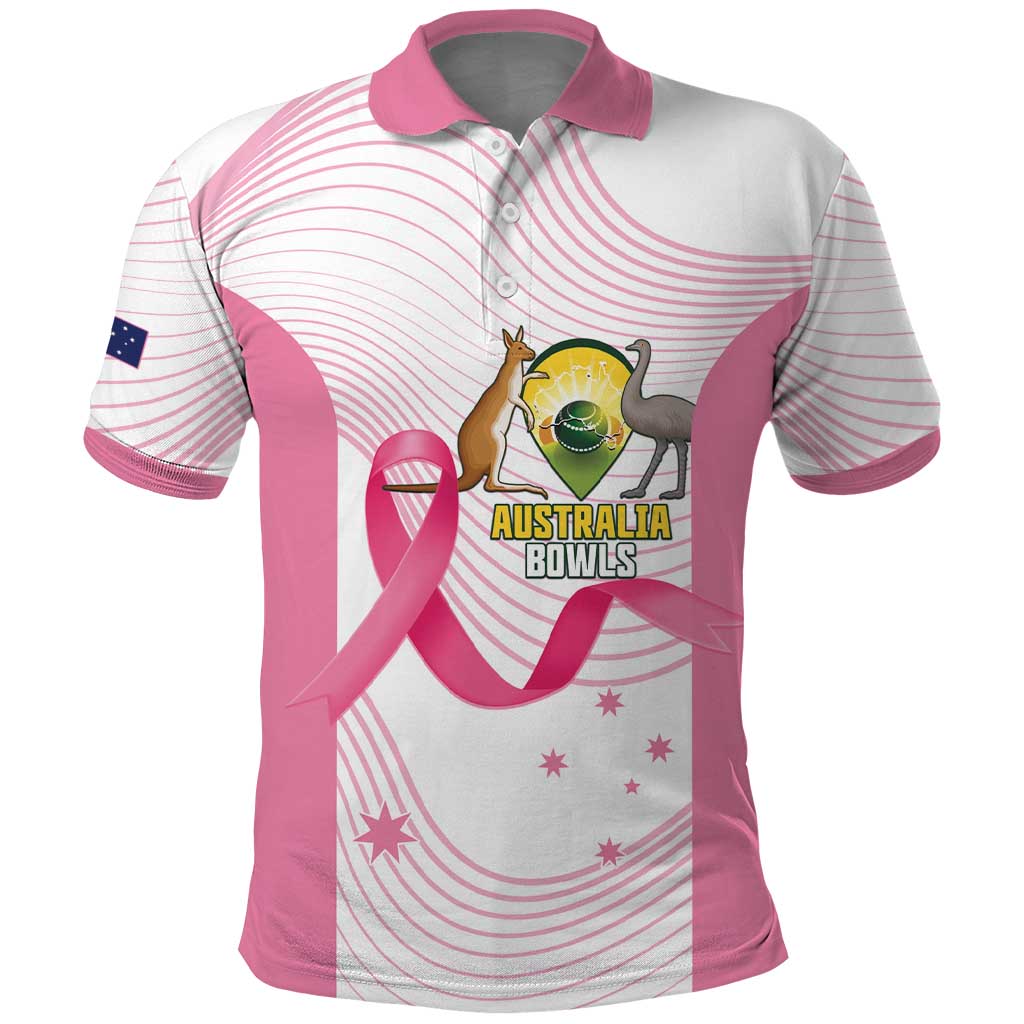Custom Bowls Australia Breast Cancer Polo Shirt Pink Ribbon Curve Sporty - Aussie Hoodie