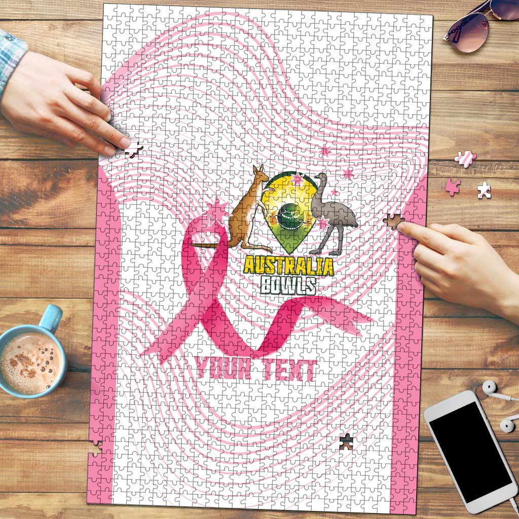 Custom Bowls Australia Breast Cancer Puzzle Pink Ribbon Curve Sporty - Aussie Hoodie