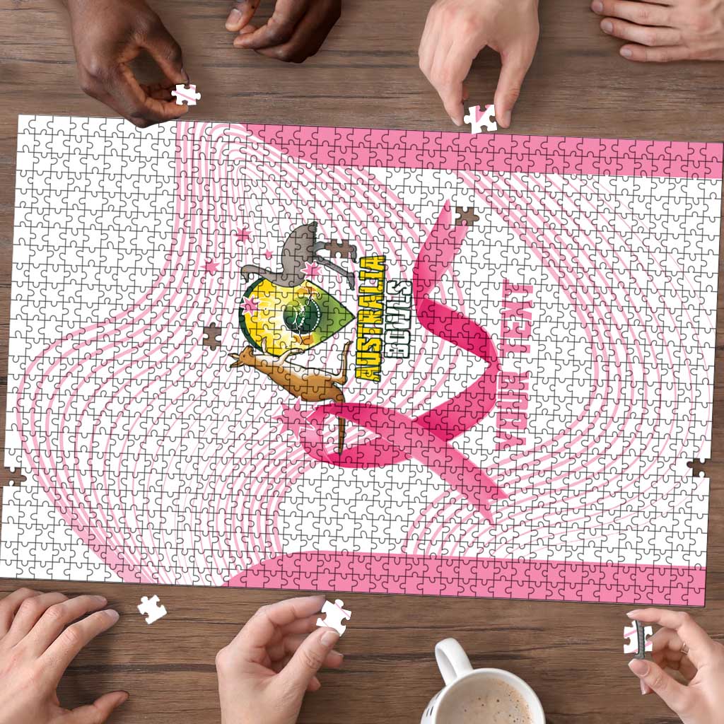 Custom Bowls Australia Breast Cancer Puzzle Pink Ribbon Curve Sporty - Aussie Hoodie