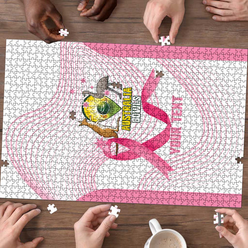 Custom Bowls Australia Breast Cancer Puzzle Pink Ribbon Curve Sporty - Aussie Hoodie