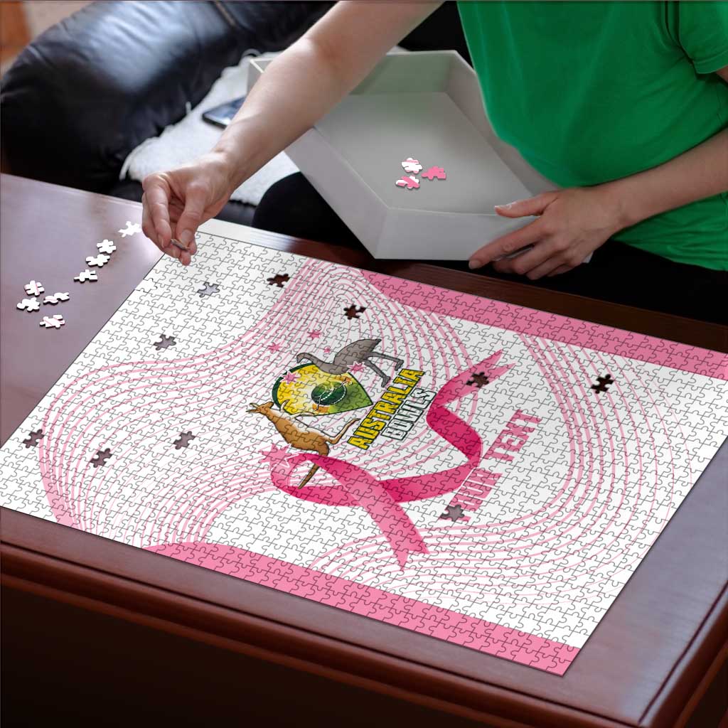 Custom Bowls Australia Breast Cancer Puzzle Pink Ribbon Curve Sporty - Aussie Hoodie
