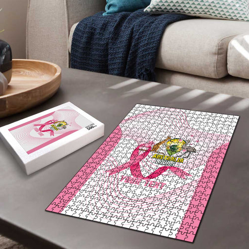 Custom Bowls Australia Breast Cancer Puzzle Pink Ribbon Curve Sporty - Aussie Hoodie