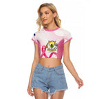 Custom Bowls Australia Breast Cancer Raglan Cropped T Shirt Pink Ribbon Curve Sporty - Aussie Hoodie