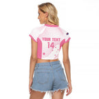Custom Bowls Australia Breast Cancer Raglan Cropped T Shirt Pink Ribbon Curve Sporty - Aussie Hoodie