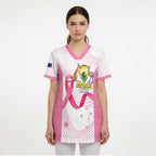 Custom Bowls Australia Breast Cancer Scrub Top Pink Ribbon Curve Sporty - Aussie Hoodie