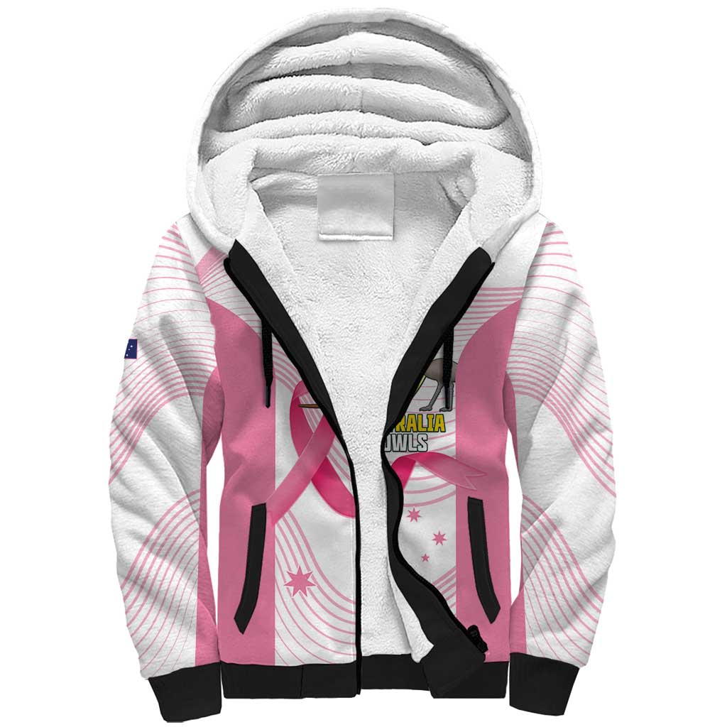 Custom Bowls Australia Breast Cancer Sherpa Hoodie Pink Ribbon Curve Sporty - Aussie Hoodie