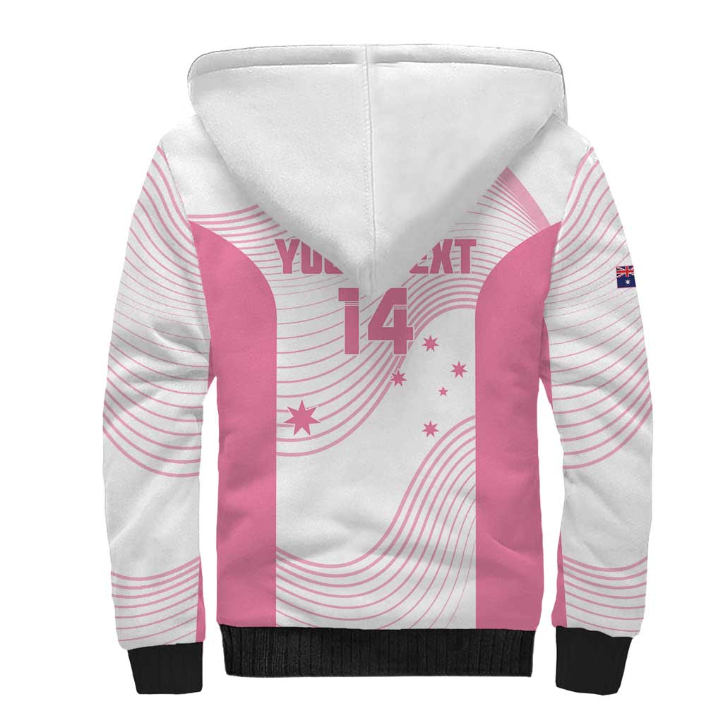 Custom Bowls Australia Breast Cancer Sherpa Hoodie Pink Ribbon Curve Sporty - Aussie Hoodie