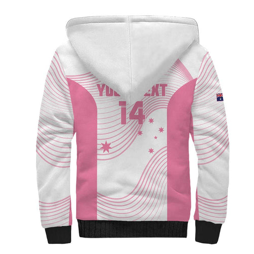 Custom Bowls Australia Breast Cancer Sherpa Hoodie Pink Ribbon Curve Sporty - Aussie Hoodie