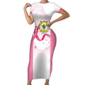 Custom Bowls Australia Breast Cancer Short Sleeve Bodycon Dress Pink Ribbon Curve Sporty - Aussie Hoodie