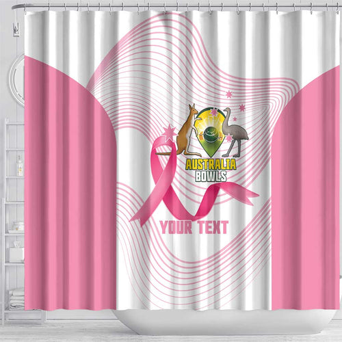Custom Bowls Australia Breast Cancer Shower Curtain Pink Ribbon Curve Sporty - Aussie Hoodie
