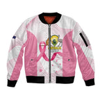 Custom Bowls Australia Breast Cancer Sleeve Zip Bomber Jacket Pink Ribbon Curve Sporty - Aussie Hoodie