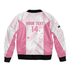 Custom Bowls Australia Breast Cancer Sleeve Zip Bomber Jacket Pink Ribbon Curve Sporty - Aussie Hoodie