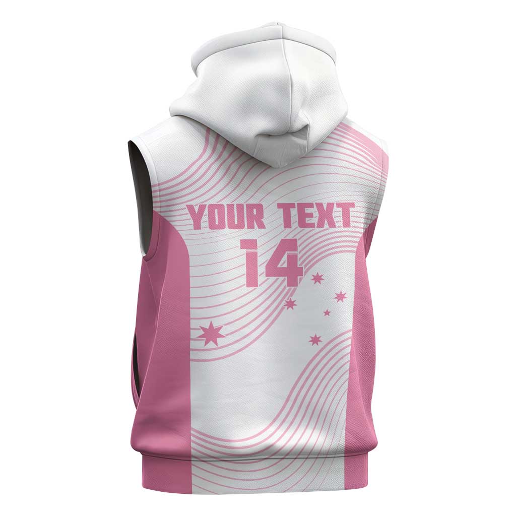 Custom Bowls Australia Breast Cancer Sleeveless Hoodie Pink Ribbon Curve Sporty - Aussie Hoodie