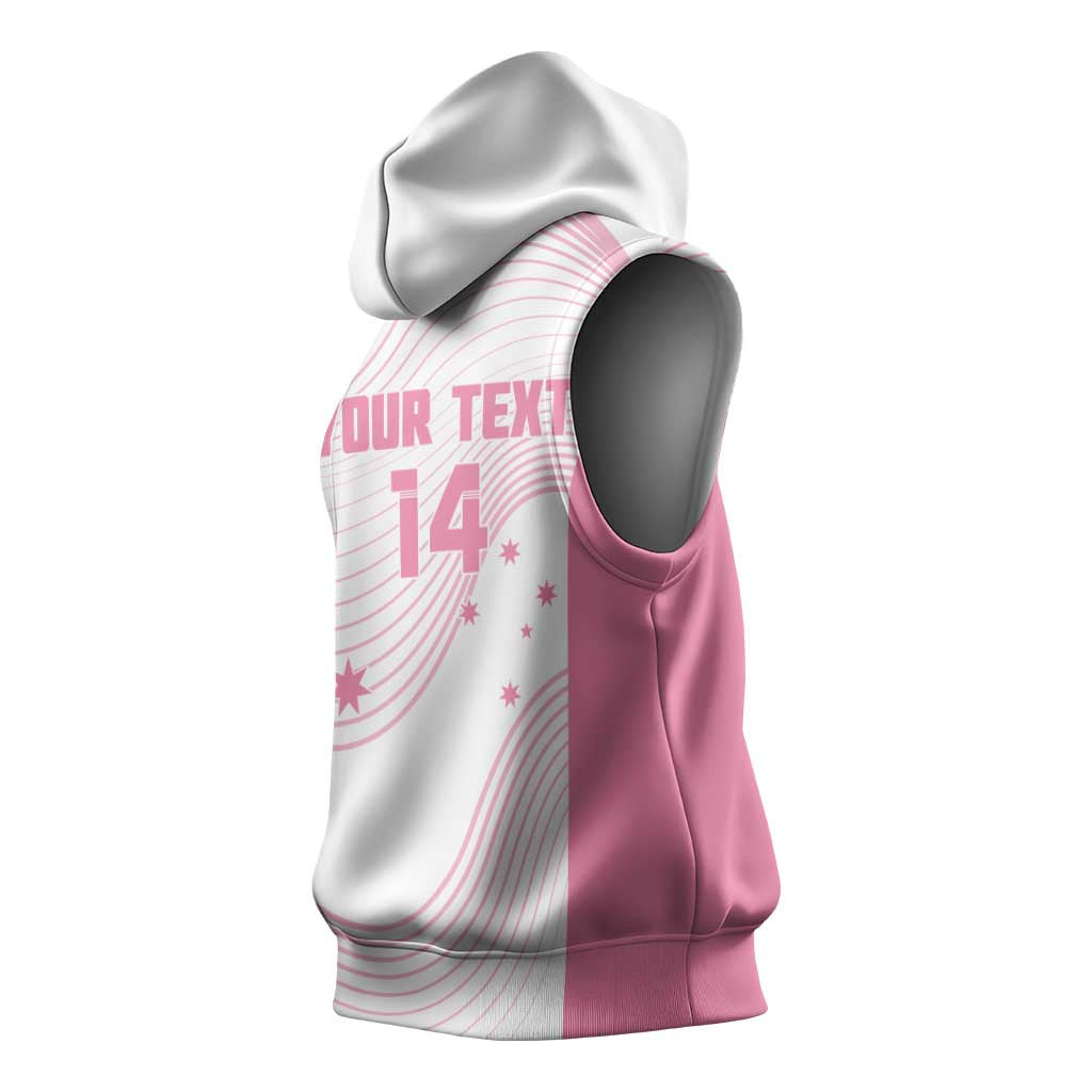Custom Bowls Australia Breast Cancer Sleeveless Hoodie Pink Ribbon Curve Sporty - Aussie Hoodie