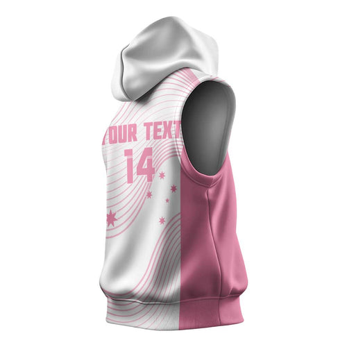 Custom Bowls Australia Breast Cancer Sleeveless Hoodie Pink Ribbon Curve Sporty - Aussie Hoodie
