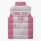 Custom Bowls Australia Breast Cancer Sleeveless Puffer Jacket Pink Ribbon Curve Sporty - Aussie Hoodie