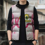Custom Bowls Australia Breast Cancer Sleeveless Puffer Jacket Pink Ribbon Curve Sporty - Aussie Hoodie