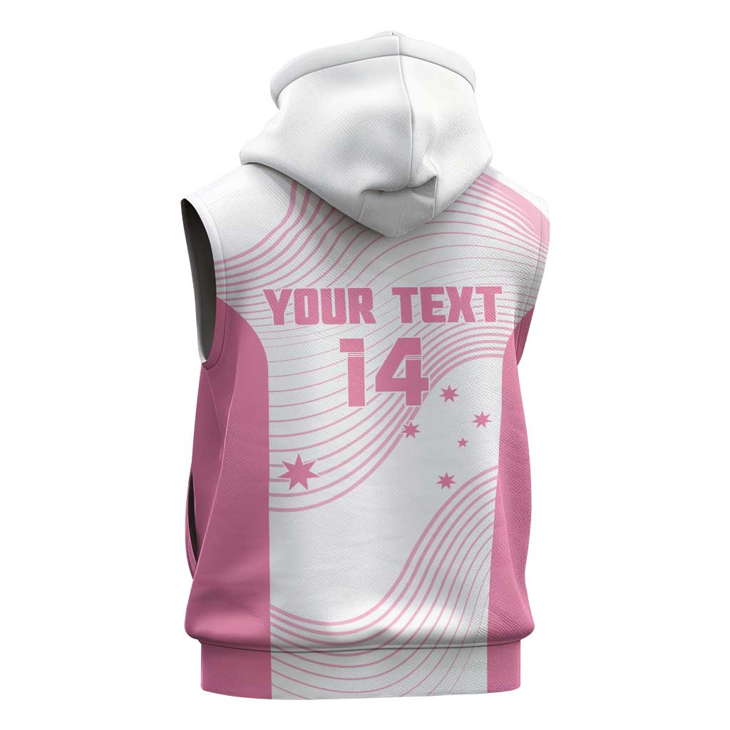 Custom Bowls Australia Breast Cancer Sleeveless Zip Hoodie Pink Ribbon Curve Sporty LT14