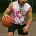 Custom Bowls Australia Breast Cancer Sleeveless Zip Hoodie Pink Ribbon Curve Sporty LT14
