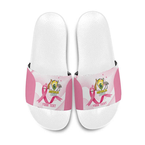 Custom Bowls Australia Breast Cancer Slide Sandals Pink Ribbon Curve Sporty - Aussie Hoodie