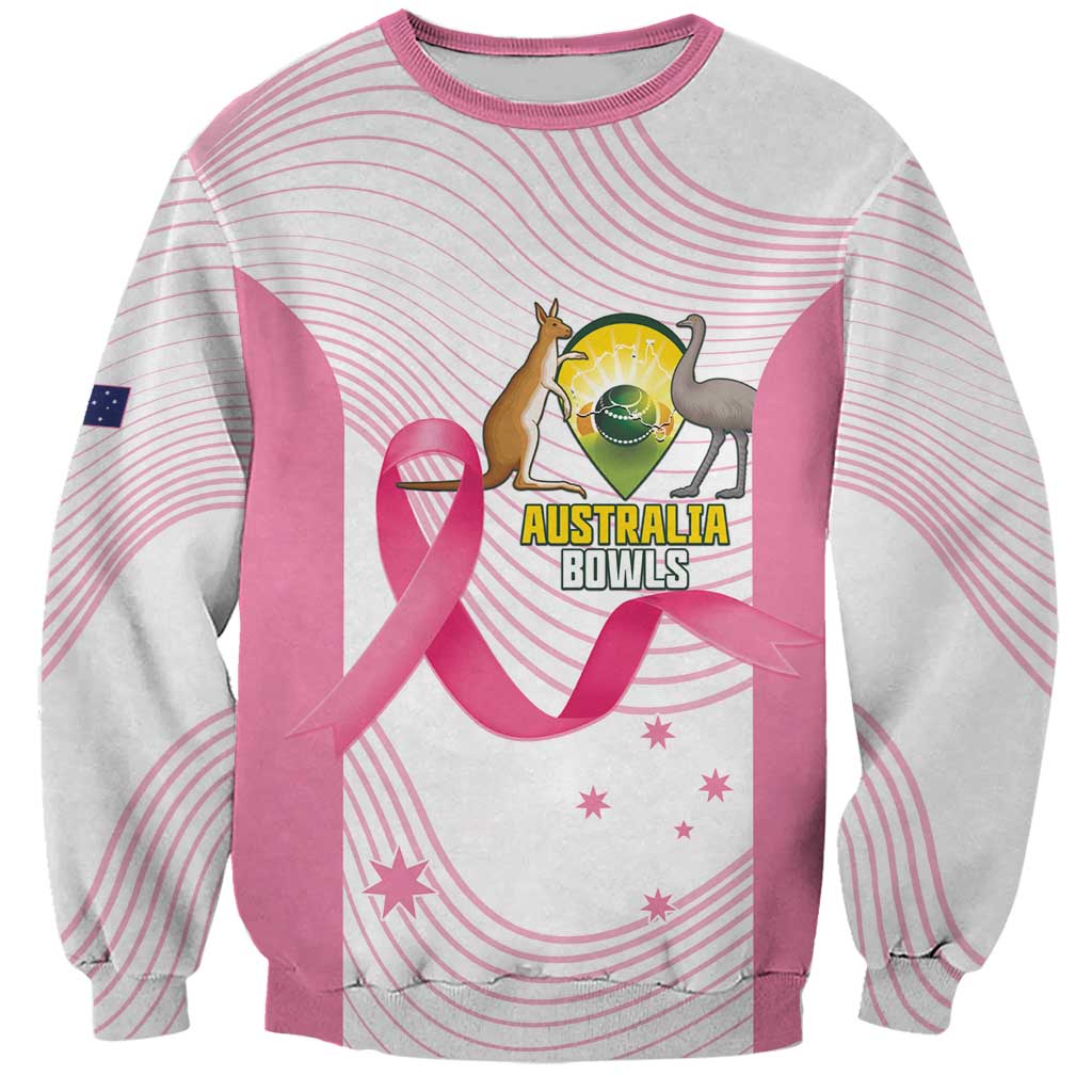 Custom Bowls Australia Breast Cancer Sweatshirt Pink Ribbon Curve Sporty - Aussie Hoodie