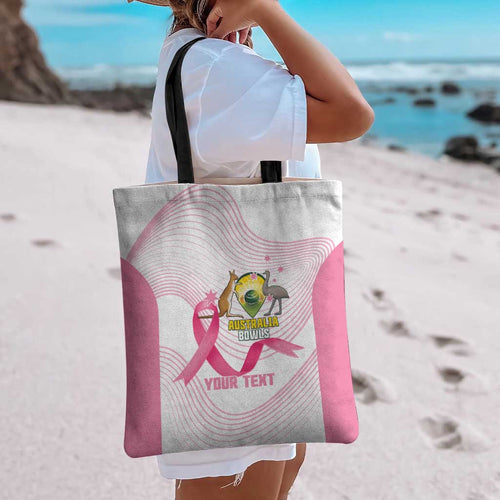 Custom Bowls Australia Breast Cancer Tote Bag Pink Ribbon Curve Sporty - Aussie Hoodie