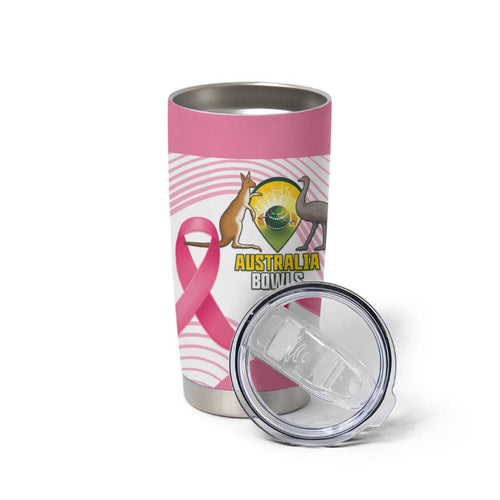 Custom Bowls Australia Breast Cancer Tumbler Cup Pink Ribbon Curve Sporty - Aussie Hoodie
