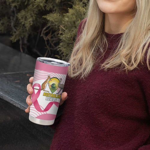 Custom Bowls Australia Breast Cancer Tumbler Cup Pink Ribbon Curve Sporty - Aussie Hoodie