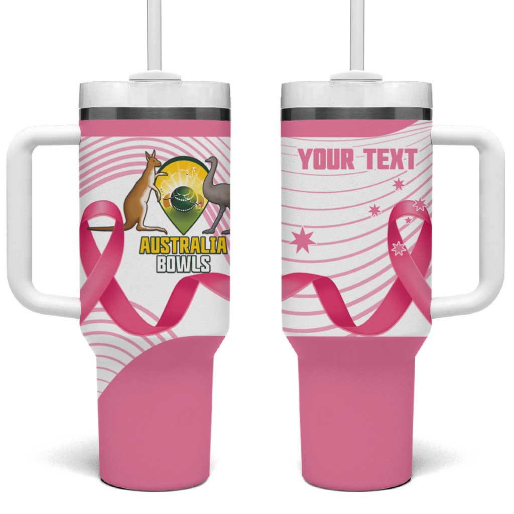 Custom Bowls Australia Breast Cancer Tumbler With Handle Pink Ribbon Curve Sporty - Aussie Hoodie