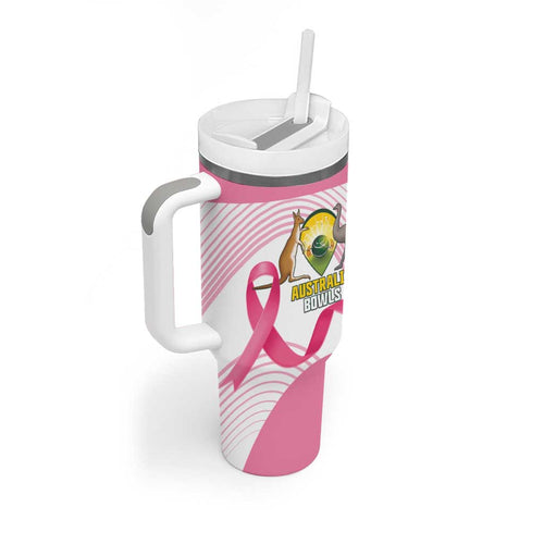 Custom Bowls Australia Breast Cancer Tumbler With Handle Pink Ribbon Curve Sporty - Aussie Hoodie
