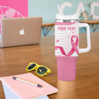 Custom Bowls Australia Breast Cancer Tumbler With Handle Pink Ribbon Curve Sporty - Aussie Hoodie