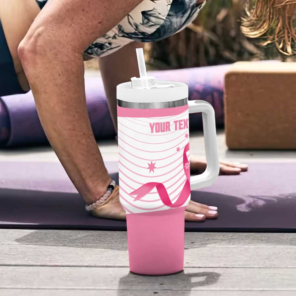 Custom Bowls Australia Breast Cancer Tumbler With Handle Pink Ribbon Curve Sporty - Aussie Hoodie