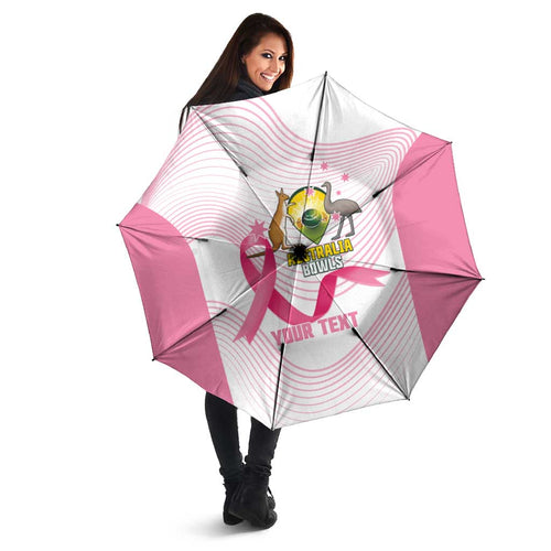 Custom Bowls Australia Breast Cancer Umbrella Pink Ribbon Curve Sporty - Aussie Hoodie
