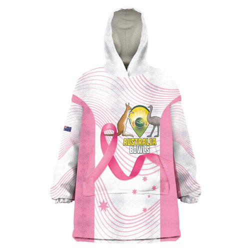 Custom Bowls Australia Breast Cancer Wearable Blanket Hoodie Pink Ribbon Curve Sporty - Aussie Hoodie