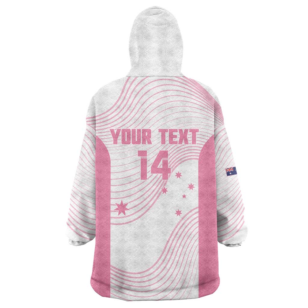 Custom Bowls Australia Breast Cancer Wearable Blanket Hoodie Pink Ribbon Curve Sporty - Aussie Hoodie