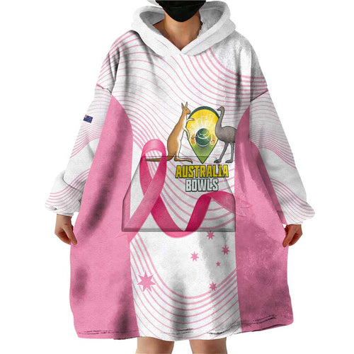 Custom Bowls Australia Breast Cancer Wearable Blanket Hoodie Pink Ribbon Curve Sporty - Aussie Hoodie