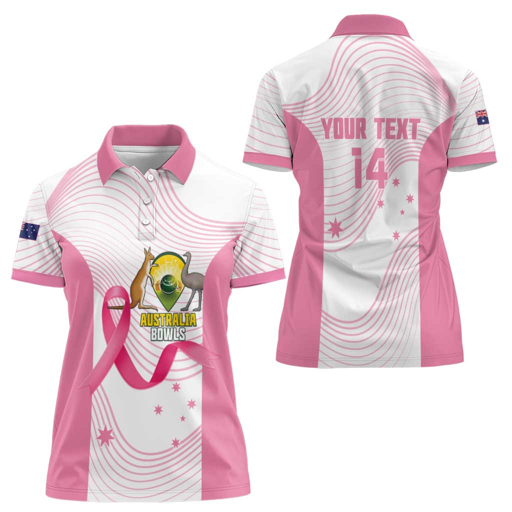 Custom Bowls Australia Breast Cancer Women Polo Shirt Pink Ribbon Curve Sporty - Aussie Hoodie
