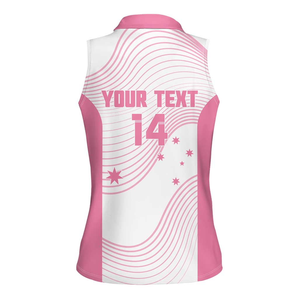 Custom Bowls Australia Breast Cancer Women Sleeveless Polo Shirt Pink Ribbon Curve Sporty - Aussie Hoodie